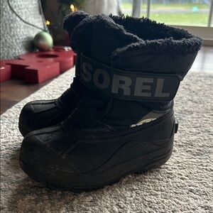 Sorel Black Snow Boots with Fur Trim